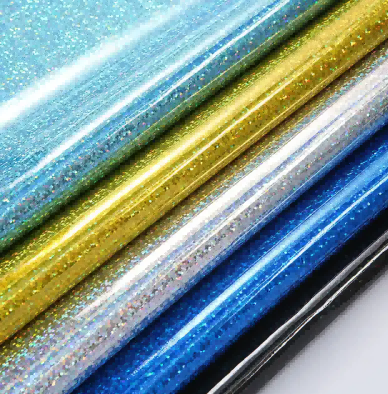 DIY Sewing Synthetic PU Leather Film Mirror Canvas Glitter Vinyl Leather Fabric For Shoes Bags