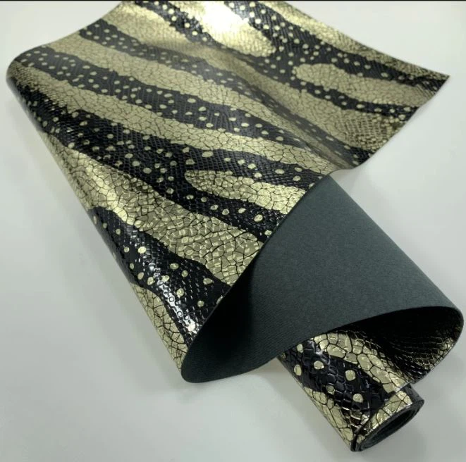 Painted Hot Stamping Embossed Leopard Print Cosmetic Pu Leather Purple Fabric For Bag, Shoes