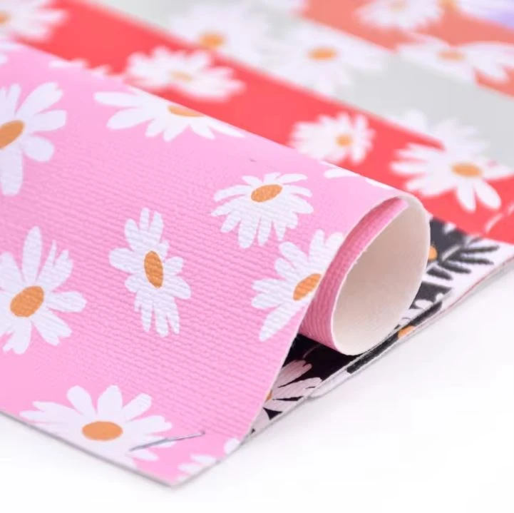 Pattern Flower Printed Sheets Vinyl Fabric Artificial Pvc Leather