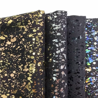 Kim loại đốm không đều mẫu in lá polyester vải nhung da lộn